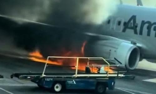 American Airlines plane catches fire in Denver after emergency landing