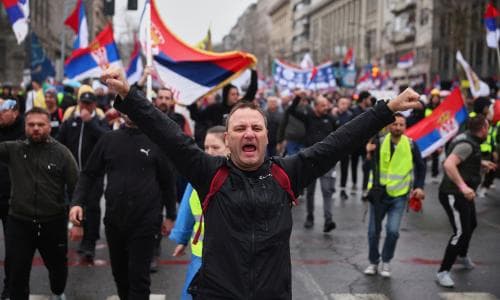 Serbians stage huge protest in Belgrade against their president